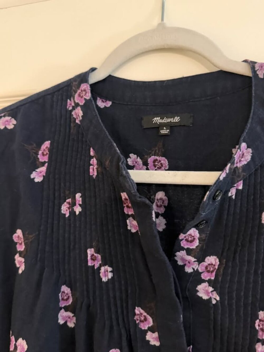 Madewell Pintuck Popover Shirt in Pansy Bouquet - Picture 2 of 2